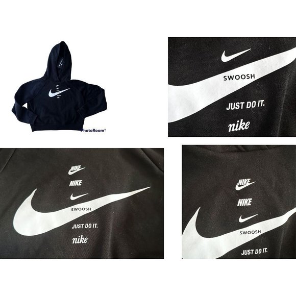 NWT 2017 Nike Oversized Hoodie Women's Medium Black Swoosh Just do It Fl… - Picture 5 of 13